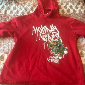 christmas red and white hoodie size large